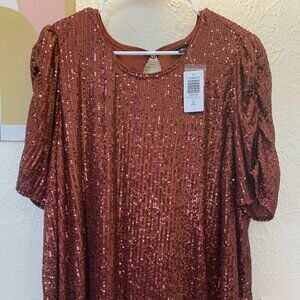 Torrid Sequin Champagne Short Sleeve Top – Size 2X (NWT)